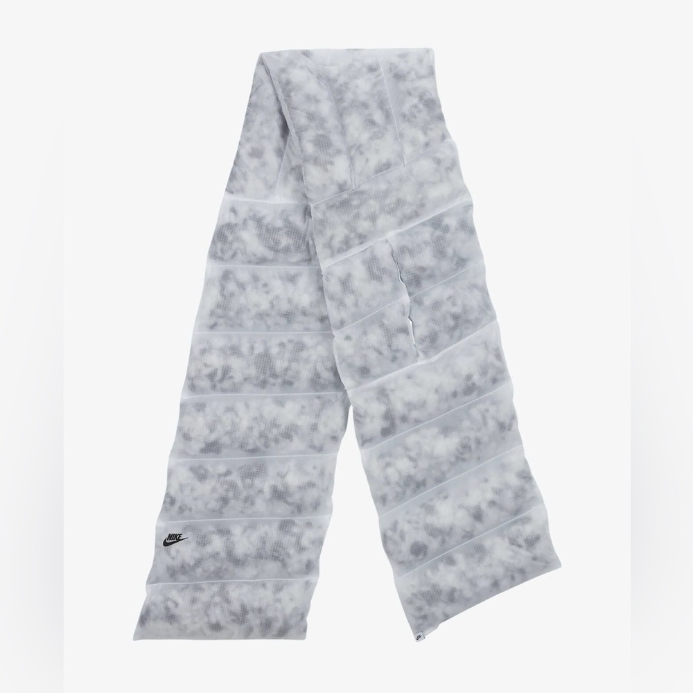Nike $80 Unisex Puffer Scarf Dri-Fit Thermore Ecodown ACG Marbled White Gray